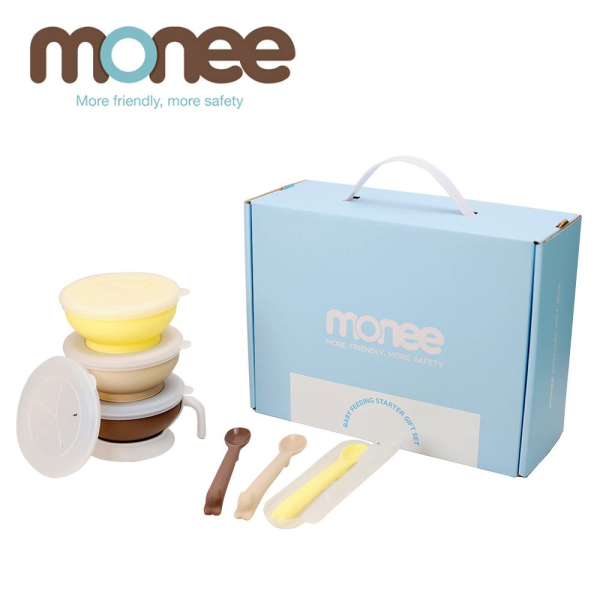 Monee 100%白金矽膠寶寶學習餐具禮盒(多色可選) 