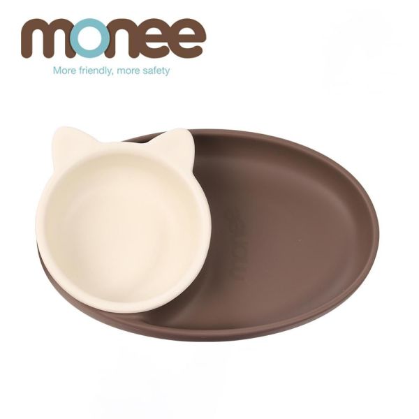 Monee 3in1白金矽膠兒童餐碗盤(奶茶棕/可可色) 