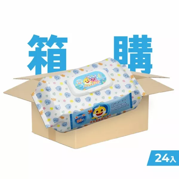 碰碰狐鯊魚寶寶嬰兒濕巾 箱購 (80抽-24入) 