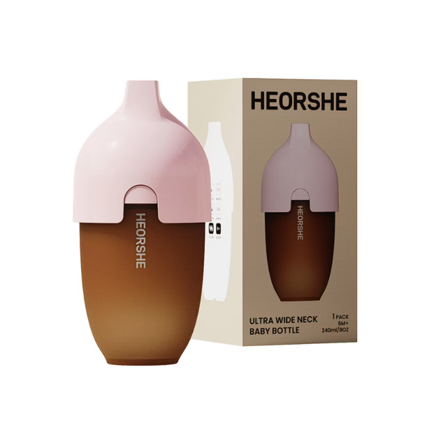HEORSHE 寬口矽膠仿母乳奶瓶 240ml 