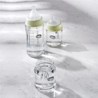 nac nac 妍心35%晶透防脹氣玻璃寬口奶瓶 茉莉綠120ml/240ml 