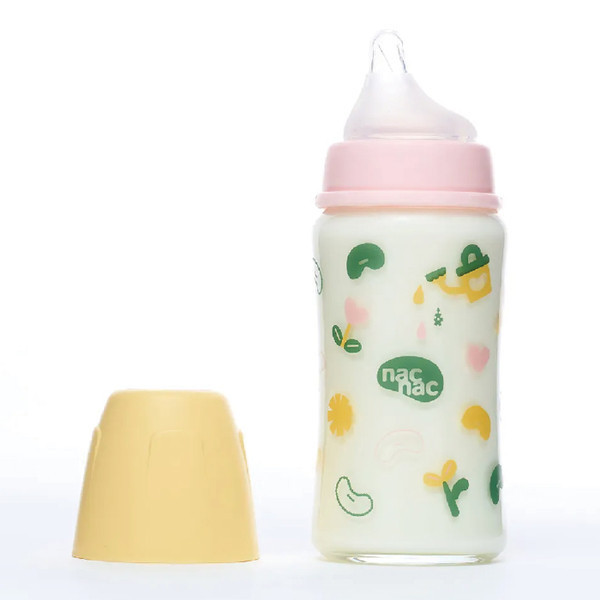 nac nac 妍心35%晶透防脹氣玻璃寬口奶瓶3M+ 240ml(3款可選) 
