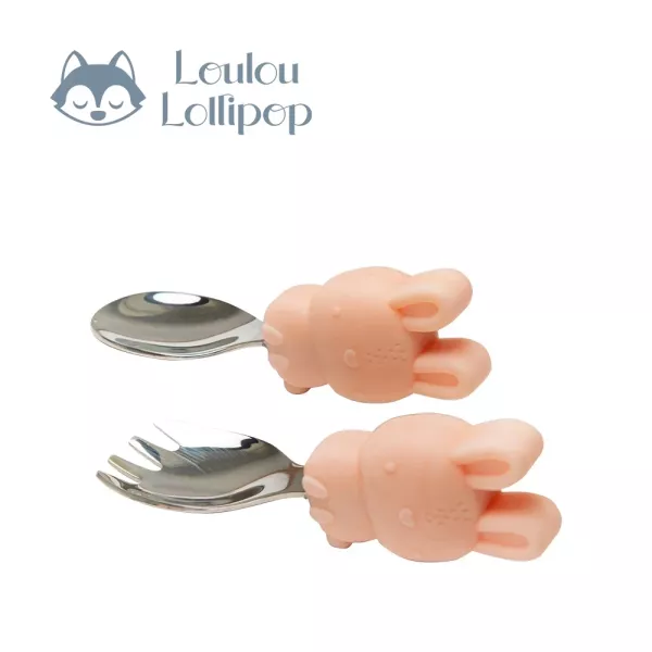 Loulou Lollipop 動物造型 304不鏽鋼學習訓練叉匙組 