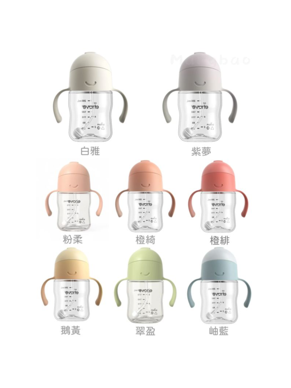 evorie Tritan 360度防漏吸管學習水杯200ml/替換吸管 