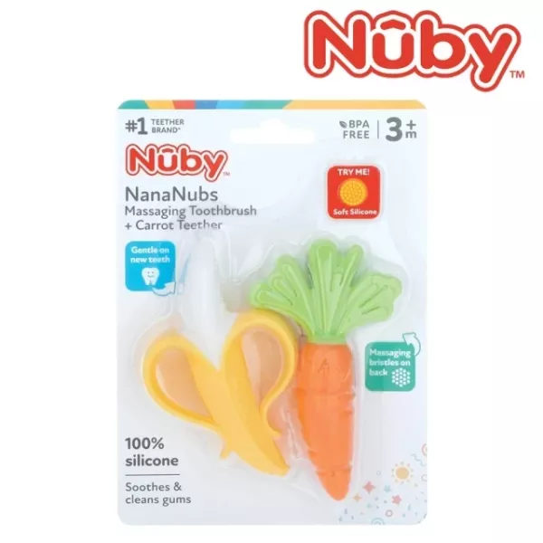 Nuby 香蕉按摩牙刷&胡蘿蔔固齒器 