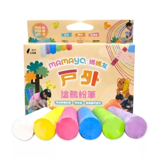 mamayo媽媽友 戶外塗鴉粉筆6色盒 