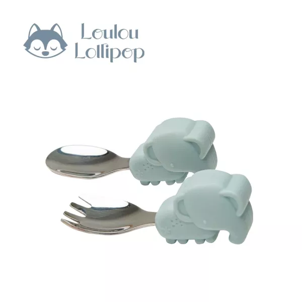 Loulou Lollipop 動物造型 304不鏽鋼學習訓練叉匙組 