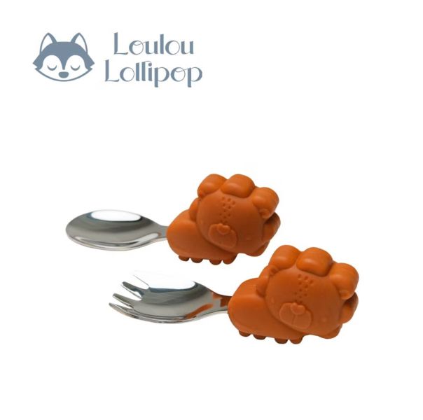 Loulou Lollipop 動物造型 304不鏽鋼學習訓練叉匙組 