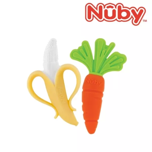 Nuby 香蕉按摩牙刷&胡蘿蔔固齒器 