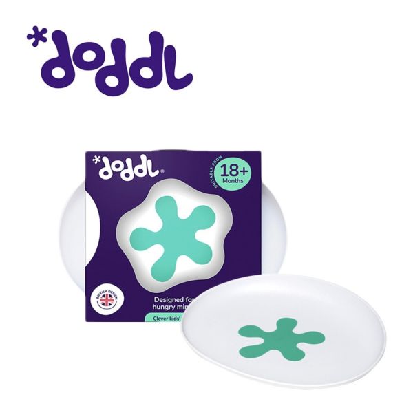 doddl 人體工學兒童學習餐具飛碟盤-湖水綠 