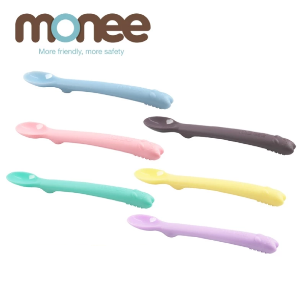 Monee 100%白金矽膠寶寶智慧矽膠湯匙(贈收納盒) 