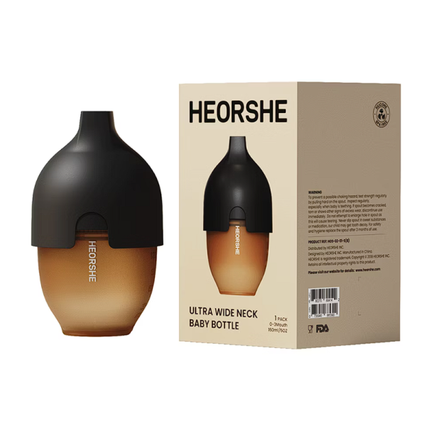 HEORSHE 寬口矽膠仿母乳奶瓶 160ml 