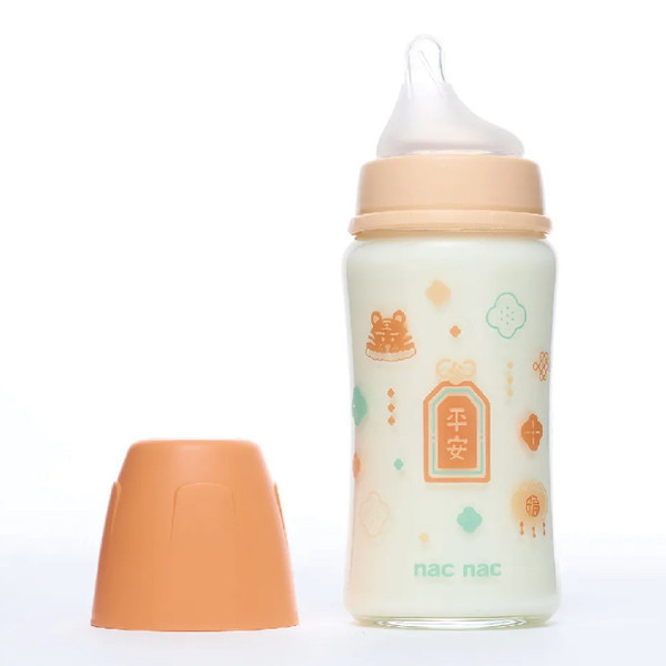 nac nac 妍心35%晶透防脹氣玻璃寬口奶瓶3M+ 240ml(3款可選) 
