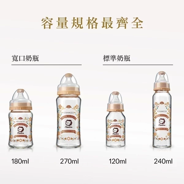 小獅王蘿蔓晶鑽寬口葫蘆玻璃奶瓶180ml 