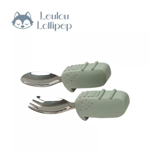 Loulou Lollipop 動物造型 304不鏽鋼學習訓練叉匙組 