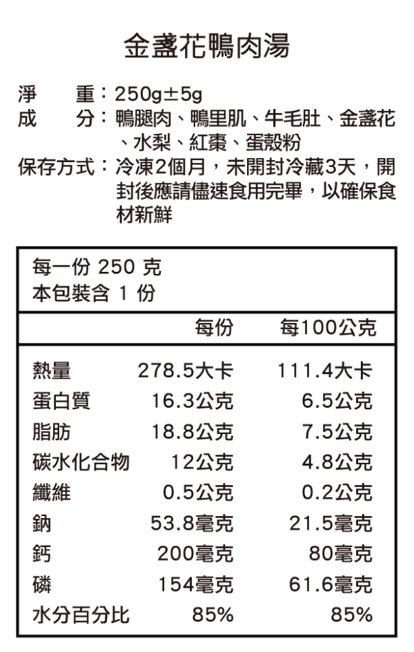 金盞花燉梨鴨腿湯 250g | 夏日限定 狗狗鮮食、台式主食、200g大包裝、關節保健、補水補氣、寵物保冷袋
