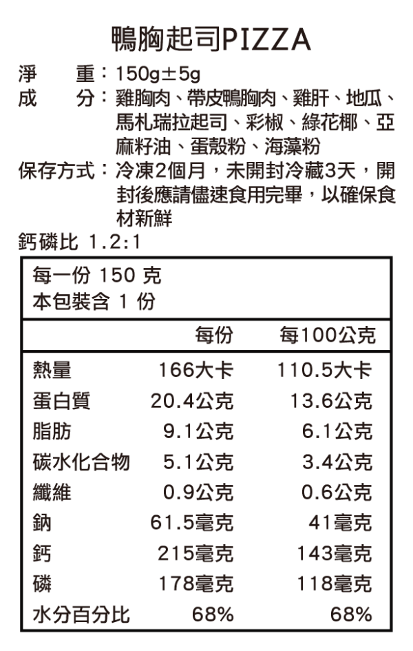 鴨胸起司PIZZA | 冷凍主食 狗狗鮮食炒飯、狗狗鮮食、狗狗零食、狗狗肉乾、台式主食、關節保健、補水補氣、寵物保冷袋等