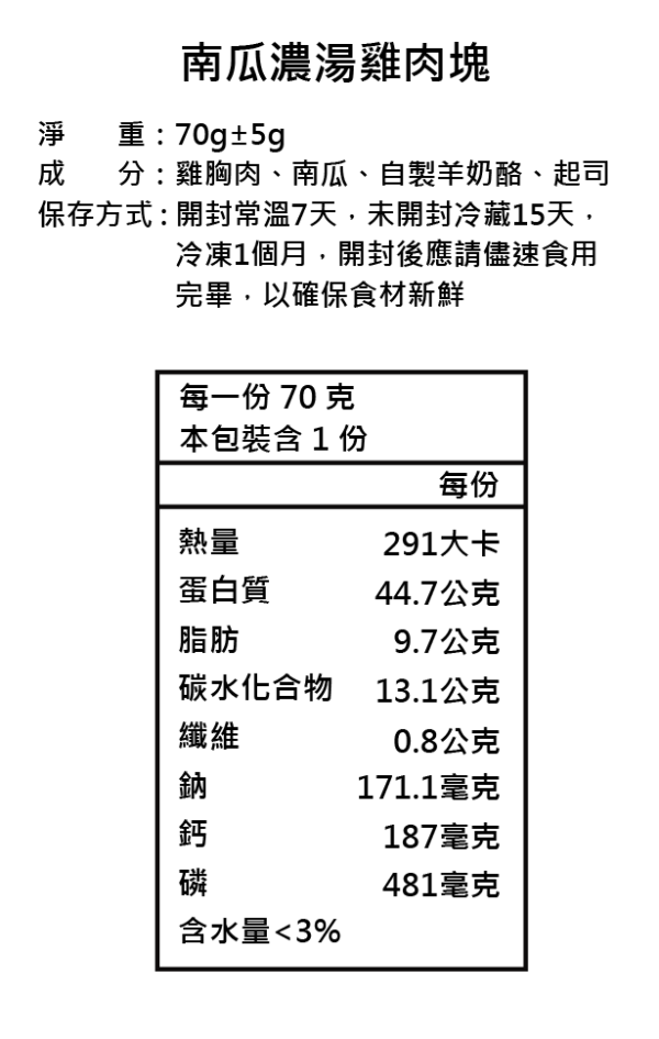 南瓜濃湯雞肉塊 | 訓練系 