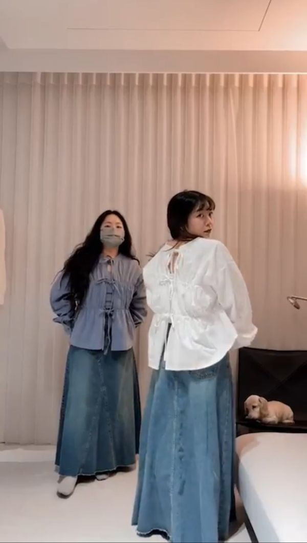2 way雙面穿綁帶襯衫-藍色 