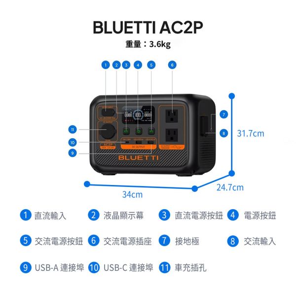 BLUETTI AC2P移動式戶外行動電源300W+折疊太陽能板100W BLUETTI EB3A,行動儲能電站,便攜式電源,戶外露營電源,LIFECODE,戶外用品,LIFECODE生活密碼戶外用品生活館