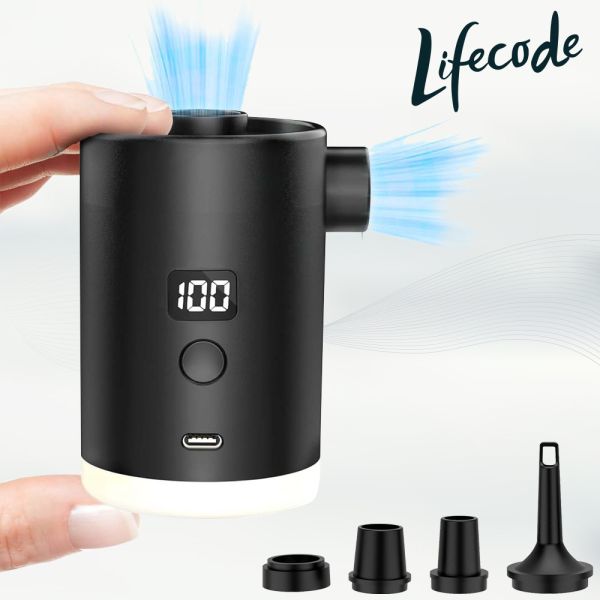 【LIFECODE】《小鋼炮》迷你強力幫浦(數字顯示+帶燈)15210159 迷你打氣機、小鋼炮幫浦、LIFECODE 幫浦、充氣幫浦、可抽氣打氣機、露營充氣床幫浦、LED照明幫浦、數位顯示打氣機