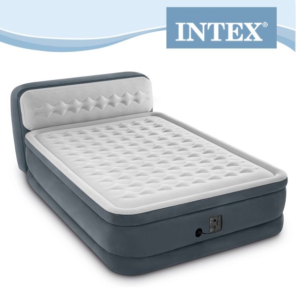 【INTEX】菱格紋豪華舒適雙人加大充氣床-附床頭片-內建電動幫浦(64447) 15020530 INTEX,充氣床,內建電動幫浦,露營,飯店加床,LIFECODE