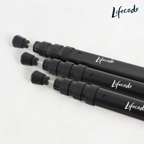 【LIFECODE】鋁合金可伸縮12邊形營柱90-280cm-鈦色/黑色12310101/8 LIFECODE,生活密碼,戶外用品,伸縮營柱,帳篷,天幕,鋁合金營柱,客廳帳營柱,炊事帳支撐桿,天幕支架,