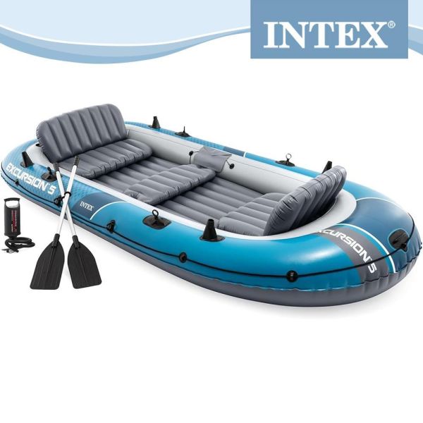 【INTEX】拓荒者EXCURISION 5人座橡皮艇 15170091(66325) INTEX橡皮艇, Excursion 5, 拓荒者5人座, 五人充氣船, 承重600kg橡皮艇, 1,320lb橡皮艇, SuperStrong PVC, 三氣室橡皮艇, 四釣竿支架, 可加裝馬達橡皮艇, Boston閥, I-Beam地板, 湖泊釣魚橡皮艇, SPORT SERIES