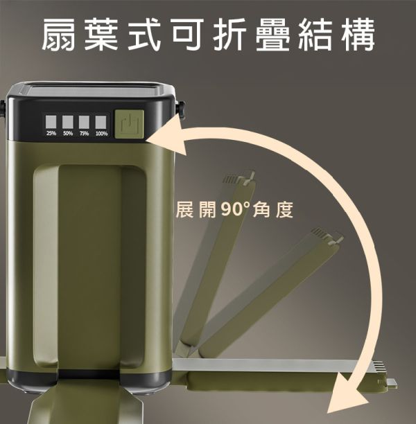 【LIFECODE】太陽能四葉可折疊露營燈/戶外燈具-軍綠 12321024 露營燈、太陽能露營燈、可折疊燈、戶外照明燈、LED燈具、防災燈、可懸掛燈、LIFECODE燈具、Type-C充電燈、軍綠燈