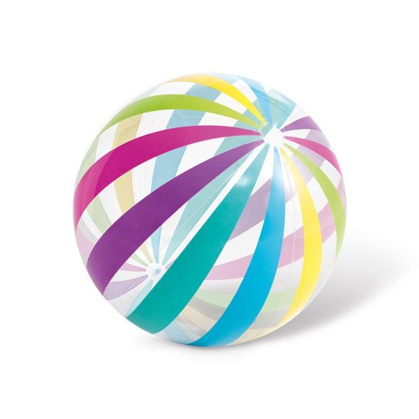 【INTEX】七彩特大充氣遊戲球/沙灘球(條紋款)-直徑107cm 15130490-2(59065) INTEX沙灘球、充氣遊戲球、兒童戲水玩具、透明沙灘球、彩虹沙灘球、海邊玩具、泳池玩具、露營玩具、親子戲水球、107cm沙灘球、夏日戲水用品、兒童充氣球、INTEX戲水用品