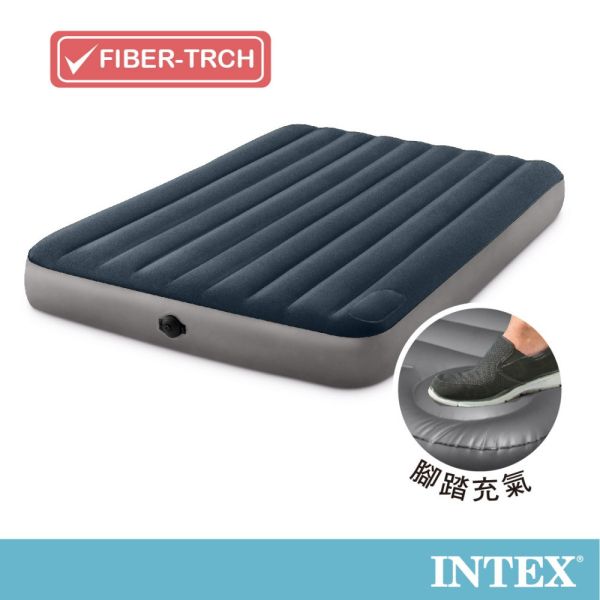 【INTEX】經典海軍藍雙人加大(電池式幫浦+腳踏幫浦)充氣床-寬152cm(64783) 15010080 INTEX,戶外用品,充氣床,床墊,露營,露營裝備,露營生活,outdoor,camping