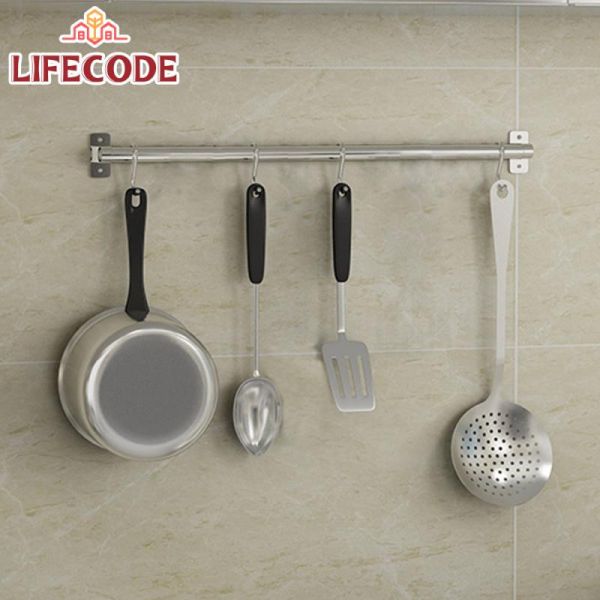 LIFECODE《收納王》304不鏽鋼-免打孔-壁掛桿(附4個S型掛勾)-寬40cm 14060360 LIFECODE,戶外用品,LIFECODE生活密碼戶外用品生活館 ,帳篷,折疊桌椅,鋁合金,車尾帳,速搭帳,INTEX,露營,露營區,露營裝備,露營生活,露營美學,outdoor,camping,帳篷,露營小物,客廳帳