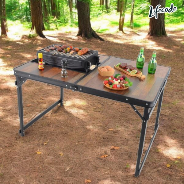 【LIFECODE】黑電木加寬鋁合金BBQ燒烤桌/折疊桌(120*80cm)-附背袋 13310380-1 LIFECODE,戶外用品,LIFECODE生活密碼戶外用品生活館 ,,帳篷,折疊桌椅,鋁合金,車尾帳,速搭帳INTEX,露營,露營區,露營裝備,露營生活,露營美學,outdoor,camping,帳篷,露營小物,客廳帳