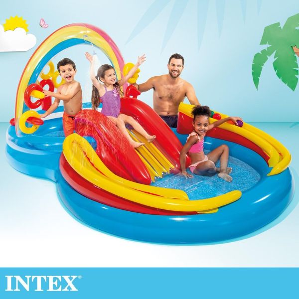 【INTEX】彩虹橋噴水戲水游泳池/小滑水道297x193x25cm(175L)適用2歲+ 15120500(57453NP) LIFECODE,戶外用品,LIFECODE生活密碼戶外用品生活館 ,帳篷,折疊桌椅,鋁合金,車尾帳,速搭帳,INTEX,露營,露營區,露營裝備,露營生活,露營美學,outdoor,camping,帳篷,露營小物,客廳帳