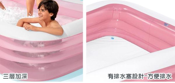 【INTEX】歡樂家庭粉紅長形游泳池305*183*56CM(1050L)適6歲+ 15120551(58487NP) LIFECODE,戶外用品,LIFECODE生活密碼戶外用品生活館 ,帳篷,折疊桌椅,鋁合金,車尾帳,速搭帳,INTEX,露營,露營區,露營裝備,露營生活,露營美學,outdoor,camping,帳篷,露營小物,客廳帳
