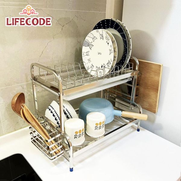 LIFECODE《收納王》304不鏽鋼二層方管碗碟架+砧板架+筷子筒 14060410 LIFECODE,戶外用品,LIFECODE生活密碼戶外用品生活館 ,帳篷,折疊桌椅,鋁合金,車尾帳,速搭帳,INTEX,露營,露營區,露營裝備,露營生活,露營美學,outdoor,camping,帳篷,露營小物,客廳帳