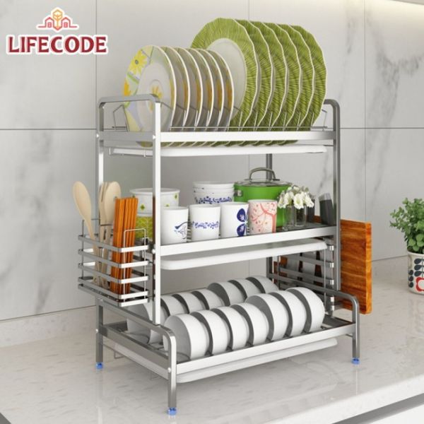 LIFECODE《收納王》304不鏽鋼三層方管碗碟架附筷子籠+砧板架 14060420 LIFECODE,戶外用品,LIFECODE生活密碼戶外用品生活館 ,帳篷,折疊桌椅,鋁合金,車尾帳,速搭帳,INTEX,露營,露營區,露營裝備,露營生活,露營美學,outdoor,camping,帳篷,露營小物,客廳帳