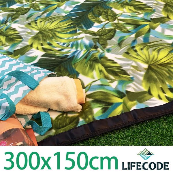 LIFECODE 棕櫚葉絨布防水可拼接野餐墊300x150cm 12340100 LIFECODE,戶外用品,LIFECODE生活密碼戶外用品生活館 ,帳篷,折疊桌椅,鋁合金,車尾帳,速搭帳INTEX,露營,露營區,露營裝備,露營生活,露營美學,outdoor,camping,帳篷,露營小物,客廳帳,睡墊,充氣床