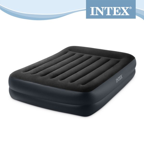 【INTEX】舒適雙層雙人加大內建電動幫浦充氣床墊-有頭枕-寬152cm(64123ED) 15020520 INTEX,戶外用品,充氣床,床墊,露營,露營裝備,露營生活,outdoor,camping