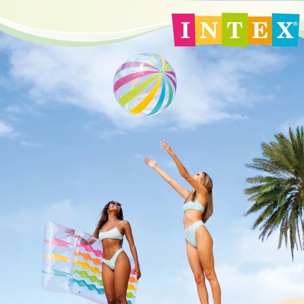 【INTEX】七彩特大充氣遊戲球/沙灘球(條紋款)-直徑107cm 15130490-2(59065) INTEX沙灘球、充氣遊戲球、兒童戲水玩具、透明沙灘球、彩虹沙灘球、海邊玩具、泳池玩具、露營玩具、親子戲水球、107cm沙灘球、夏日戲水用品、兒童充氣球、INTEX戲水用品
