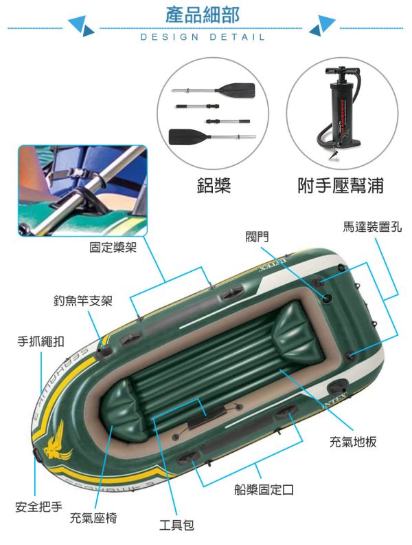 【INTEX】海鷹Seahawk 3人座休閒橡皮艇 15170070(68380) LIFECODE,戶外用品,LIFECODE生活密碼戶外用品生活館 ,帳篷,折疊桌椅,鋁合金,車尾帳,速搭帳,INTEX,露營,露營區,露營裝備,露營生活,露營美學,outdoor,camping,帳篷,露營小物,客廳帳