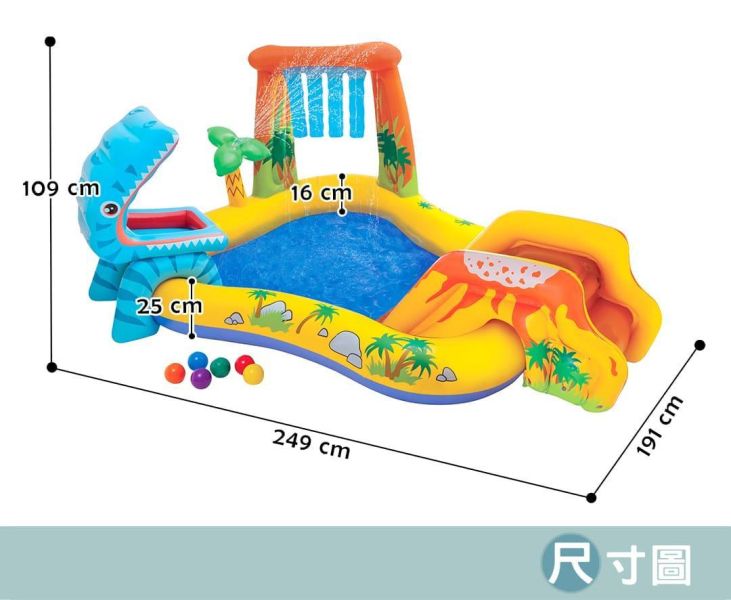【INTEX】恐龍噴水戲水游泳池/小滑水道 249x191cm (310L)適用2歲+ 15120010(57444) LIFECODE,戶外用品,LIFECODE生活密碼戶外用品生活館 ,帳篷,折疊桌椅,鋁合金,車尾帳,速搭帳,INTEX,充氣床,露營,露營區,露營裝備,露營生活,露營美學,outdoor,camping,帳篷,露營小物,客廳帳,充氣沙發,泳池,戲水池,大型泳池,游泳池