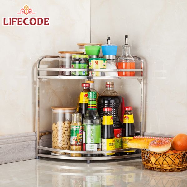 LIFECODE 《收納王》不鏽鋼二層轉角置物架/調料架 14060290 LIFECODE,戶外用品,LIFECODE生活密碼戶外用品生活館 ,帳篷,折疊桌椅,鋁合金,車尾帳,速搭帳,INTEX,露營,露營區,露營裝備,露營生活,露營美學,outdoor,camping,帳篷,露營小物,轉角置物架,置物架,調料架