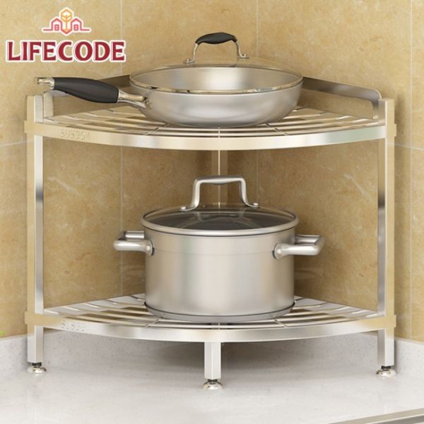 【LIFECODE】《收納王》不鏽鋼二層角落架(鍋具架/浴室架) 14060180 LIFECODE,戶外用品,LIFECODE生活密碼戶外用品生活館 ,帳篷,折疊桌椅,鋁合金,車尾帳,速搭帳,INTEX,露營,露營區,露營裝備,露營生活,露營美學,outdoor,camping,帳篷,露營小物,客廳帳