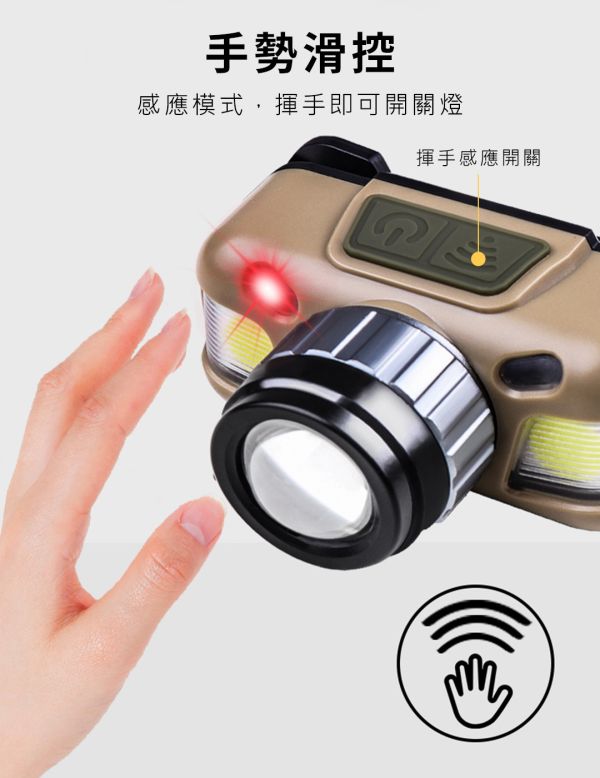 【LIFECODE】輕便型頭燈可變焦/手感應-沙色 12320727 LIFECODE,戶外用品,LIFECODE生活密碼戶外用品生活館 ,帳篷,折疊桌椅,鋁合金,車尾帳,速搭帳,INTEX,露營,露營區,露營裝備,露營生活,露營美學,outdoor,camping,帳篷,露營小物,頭燈,露營燈