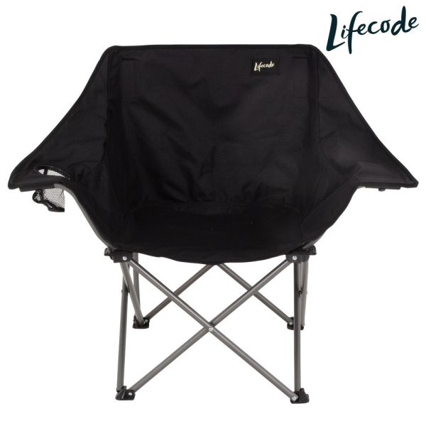 【LIFECODE】寬野椅輕便折疊椅-黑色 13010238 LIFECODE折疊椅, 寬野椅, 露營椅, 戶外折疊椅, 雙層牛津布, 高背休閒椅, 露營裝備, 野餐椅, 烤肉椅, 釣魚椅, 輕便折疊椅