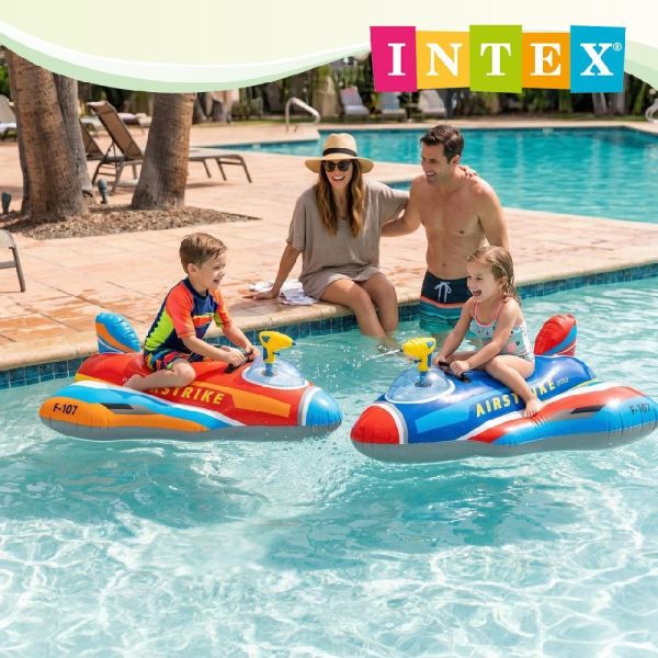 【INTEX】戰鬥機水槍水上座騎(117*104cm)-3歲+ (57531) 2色可選 15130811/2 INTEX水上玩具,戰鬥機浮具,兒童騎乘浮具,水槍玩具,充氣飛機,泳池玩具,戲水玩具,兒童戲水,水上座騎,男童玩具,夏季玩水,充氣玩具,浮具
