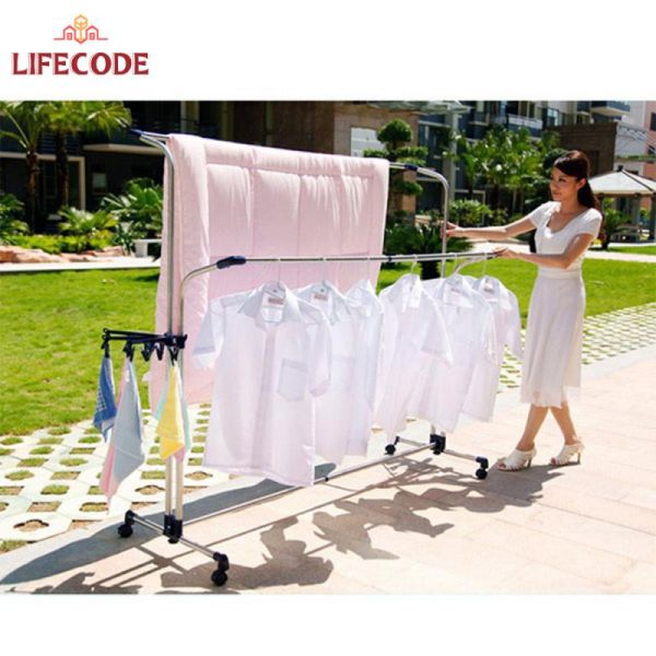 【LIFECODE】《藍天》可移動伸縮曬衣架(附2個曬襪架) 14220010 LIFECODE,戶外用品,LIFECODE生活密碼戶外用品生活館 ,帳篷,折疊桌椅,鋁合金,車尾帳,速搭帳,INTEX,露營,露營區,露營裝備,露營生活,露營美學,outdoor,camping,帳篷,露營小物,客廳帳