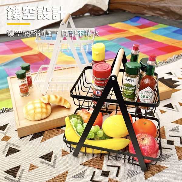 【LIFECODE】提籃式雙層置物架/野餐籃/調料架-白/黑 12320273/8 LIFECODE,戶外用品,LIFECODE生活密碼戶外用品生活館 ,帳篷,折疊桌椅,鋁合金,車尾帳,速搭帳,INTEX,露營,露營區,露營裝備,露營生活,露營美學,outdoor,camping,帳篷,露營小物,客廳帳