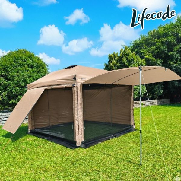 【LIFECODE】實用配-黑膠客廳帳+可拼接拉鍊雙層圍布x2+單層圍布x2 多色可選 1204003-88 黑膠客廳帳、快速帳篷、露營客廳帳、防蚊圍布、防風圍布、炊事帳、活動帳、LIFECODE 帳篷、實用配帳篷